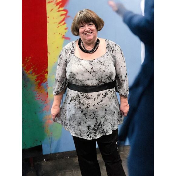 Lane Bryant Black and White Splatter Pattern Blouse 22/24! - Picture 1 of 6